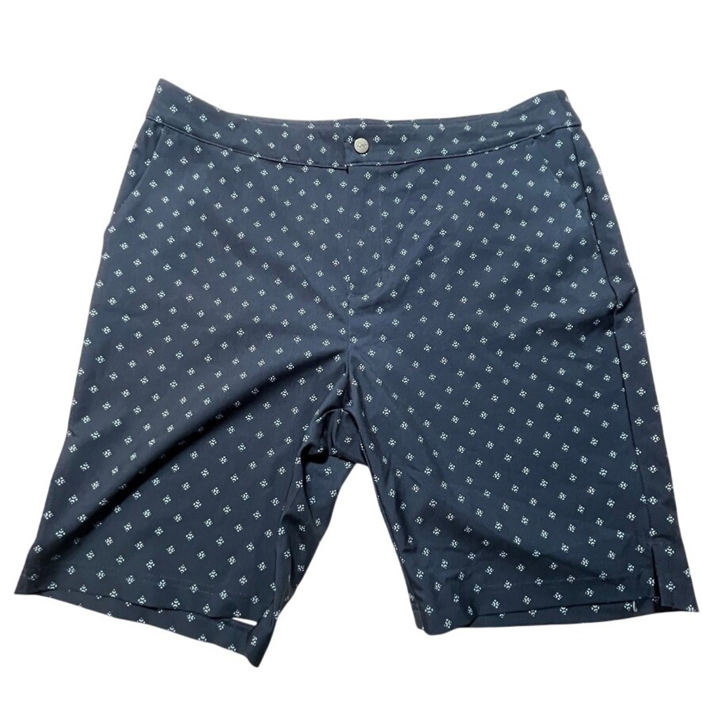 Greg Norman Navy Blue‎ Geometric Print Golf Shorts Womens 14 Performance Stretch